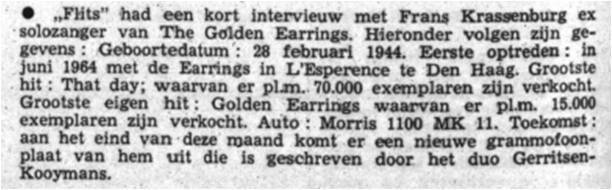 The Golden Ear-rings 1964 L'Esperence show date June 1964